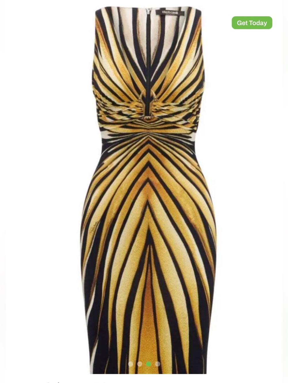 Roberto Cavalli Black, Yellow & White Zebra-Print Midi Dress - Picture 3 of 6